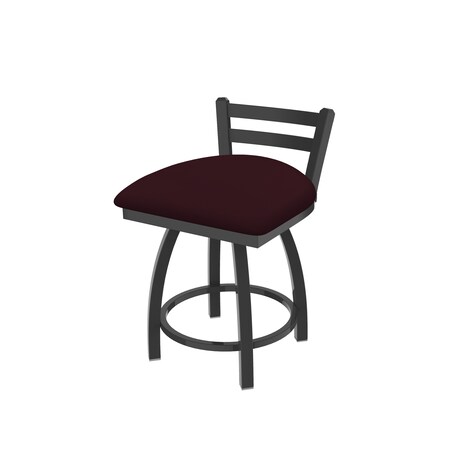 Holland Bar Stool Co 18" Low Back Swivel Vanity Stool, Pewter Finish, Canter Bordeaux Seat 41118PW005